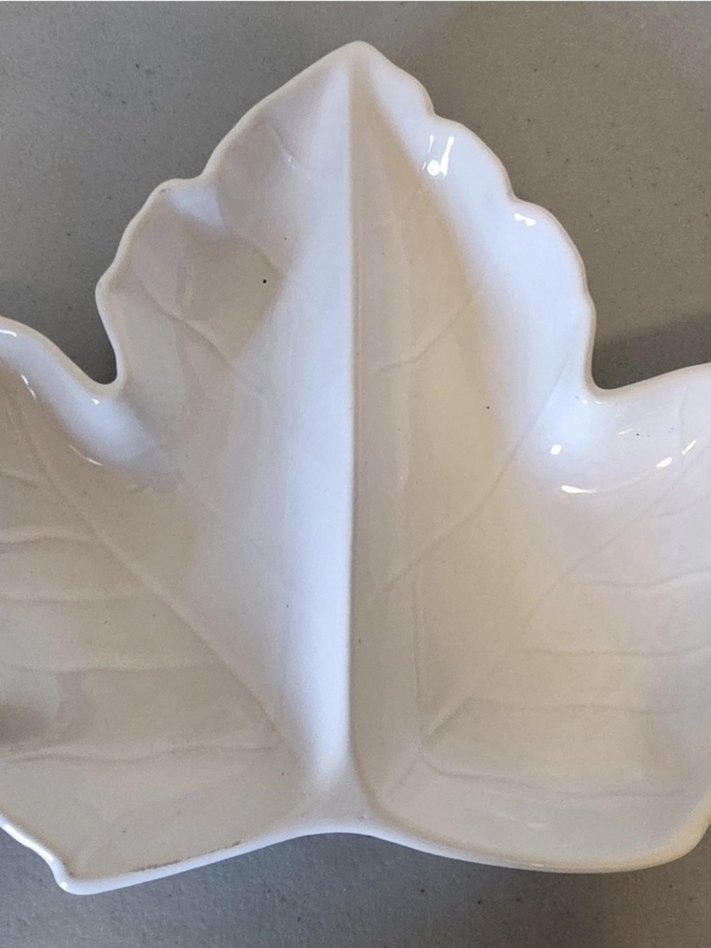 Macy's White Leaf-Shaped Ceramic Serving Dish